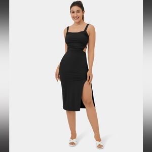 NWT Halara Rouched Backless Crisscross Dress